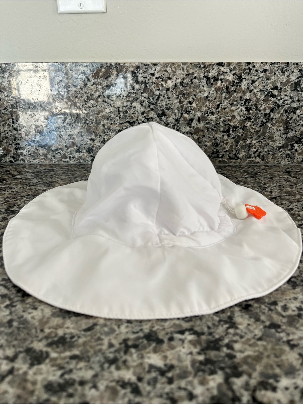 Baby White Sun Hat with Adjustable Toggle - Never Worn